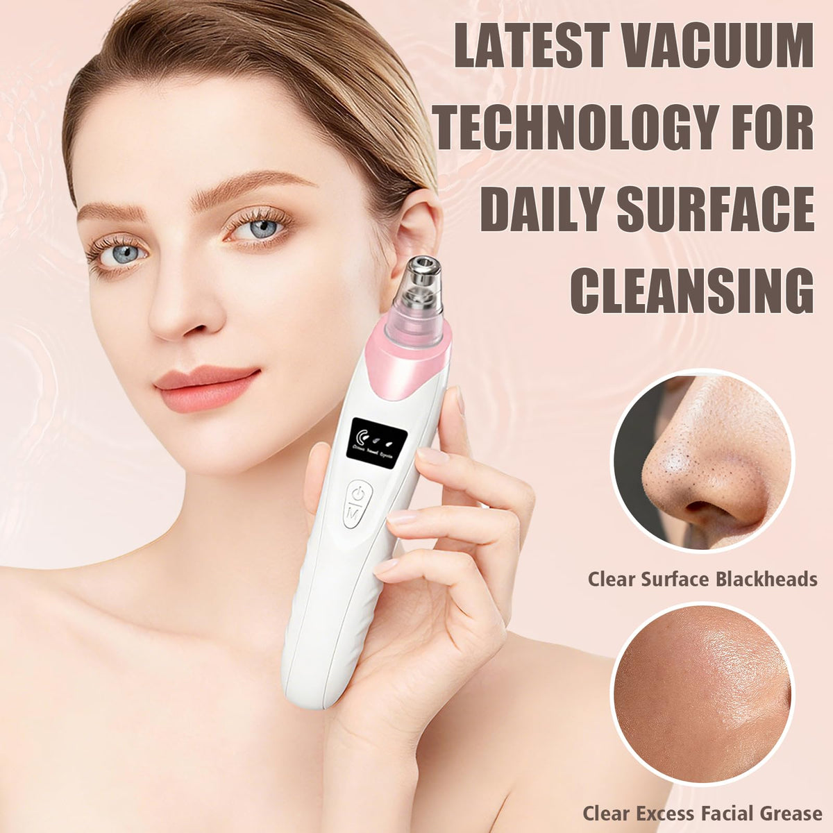 Blackhead Remover Pore Vacuum,Facial Pore Cleaner Blackhead Vacuum (Pink)