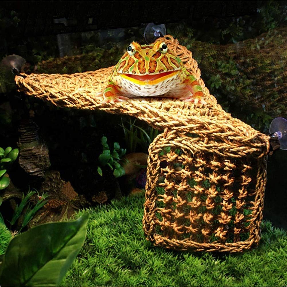 PIVBY Bearded Dragon Hammock（11.02" x 7.87", 2 PC） Reptile Lounger Climbing Toys Seagrass Fiber Habitat Tank