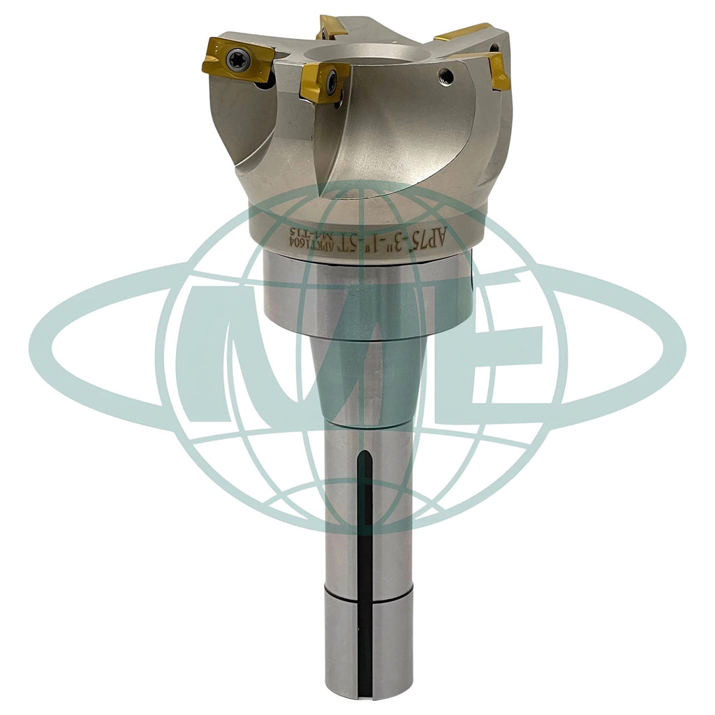 CME 3" 75° Indexable Face Mill w/ R8 Arbor, APKT1604 Inserts Included, 5 Flutes