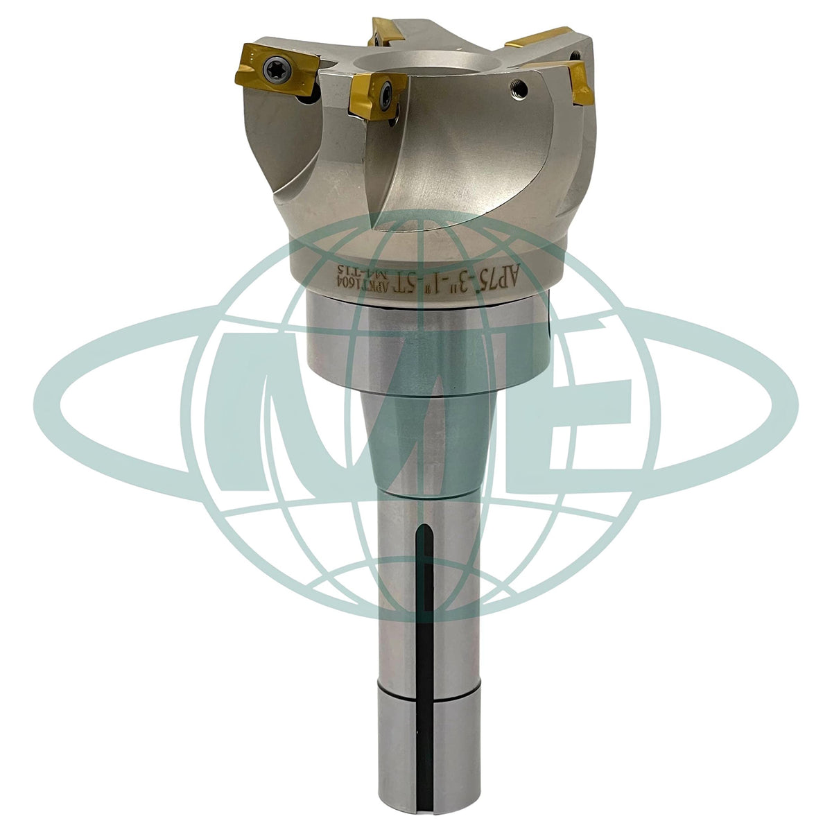 CME 3" 75° Indexable Face Mill w/ R8 Arbor, APKT1604 Inserts Included, 5 Flutes