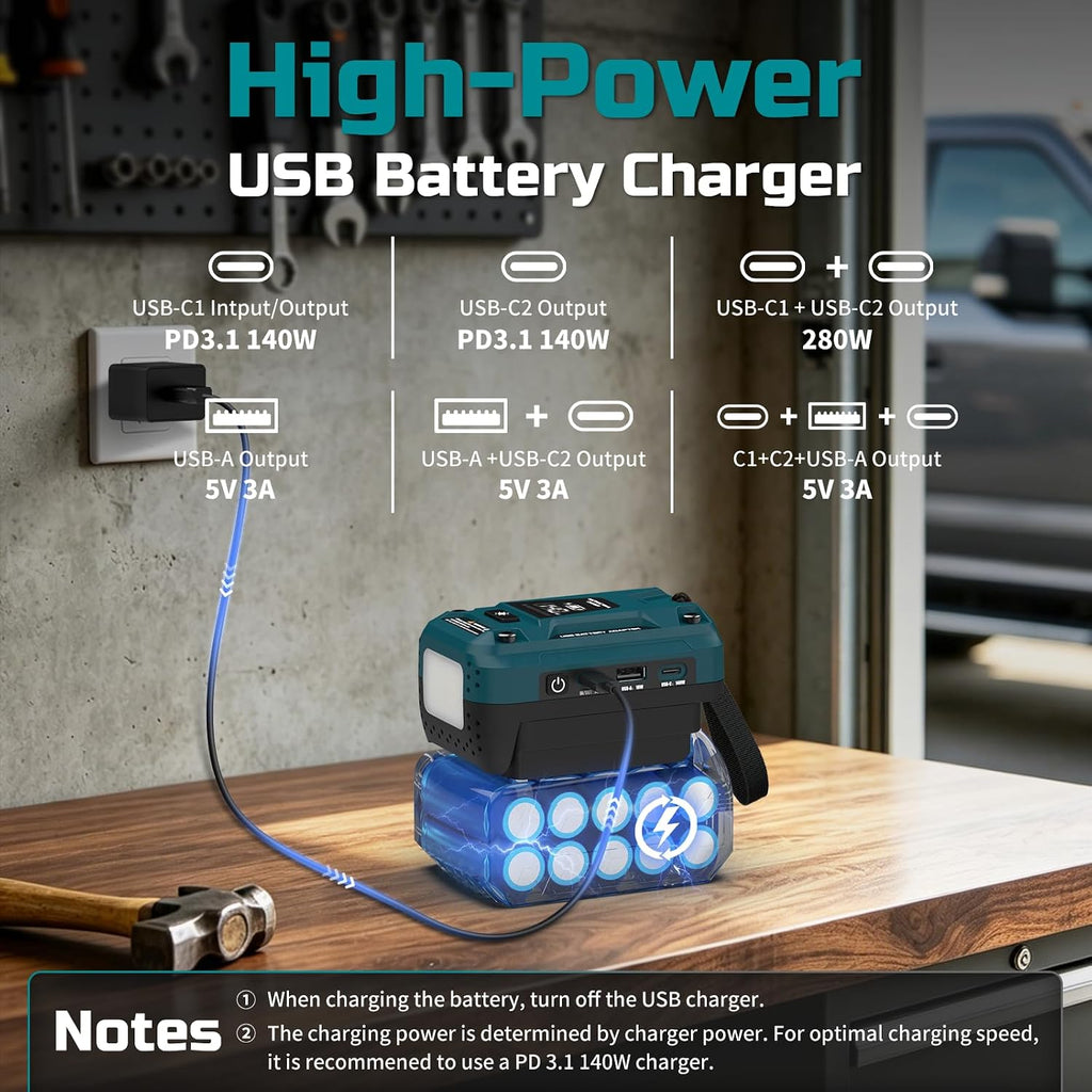 140W Battery USB Charger Compatible with Bosch 18V Battery