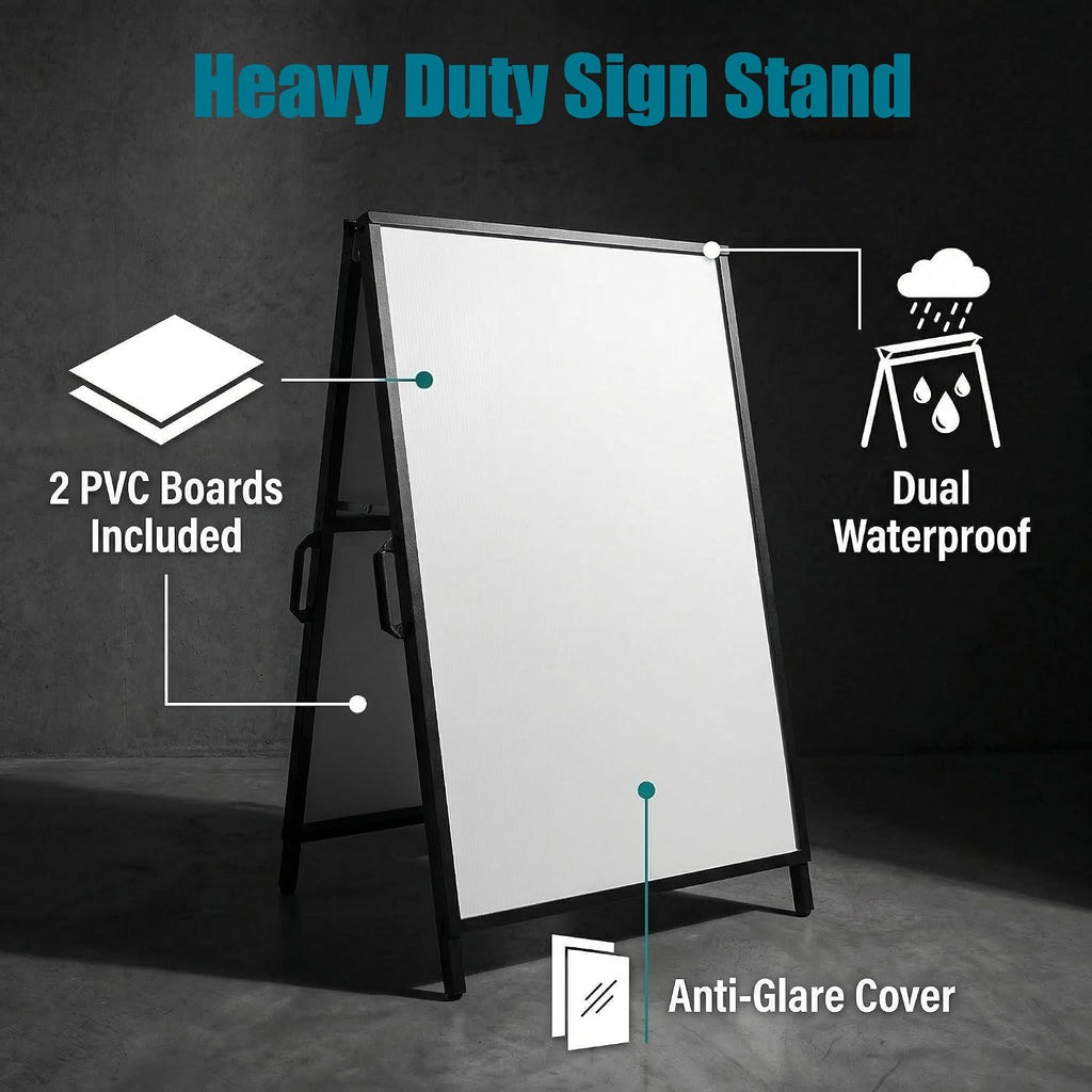 A Frame Sidewalk Sign 24x36 inches Sandwich Board Signs Outdoor Heavy Duty Double-Sided,including 2 Corrugated Boards