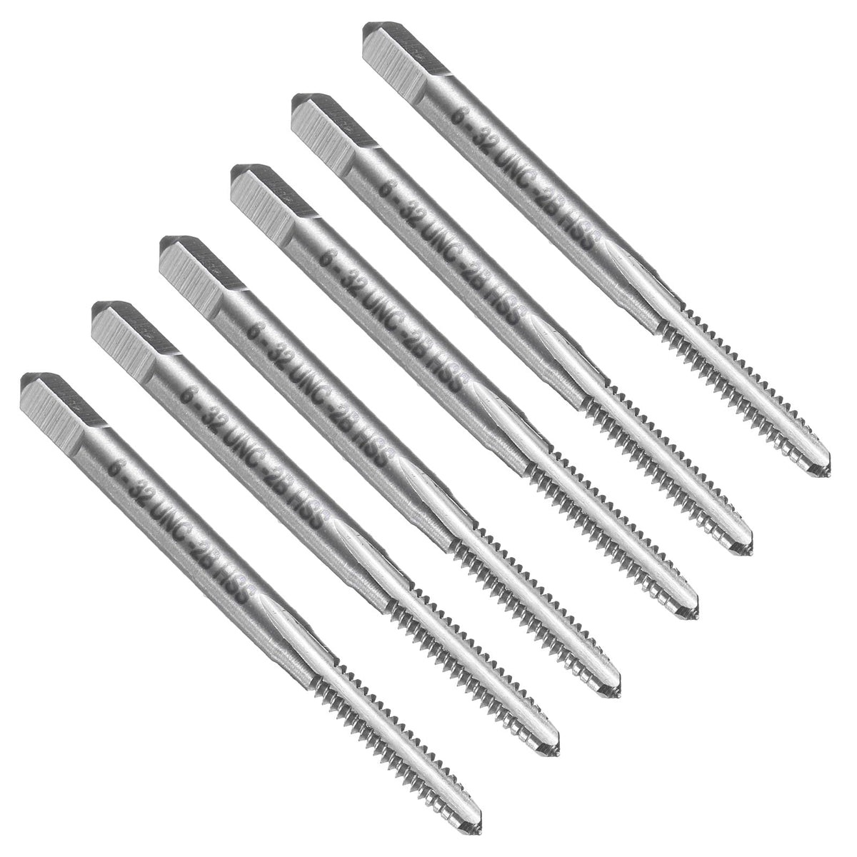uxcell 6pcs Straight Flute Thread Tap, 6-32 UNC Screw Threading Tapping Tool Thread Milling Machine Taps, High-Speed Steel 6542 (HSS 6542)