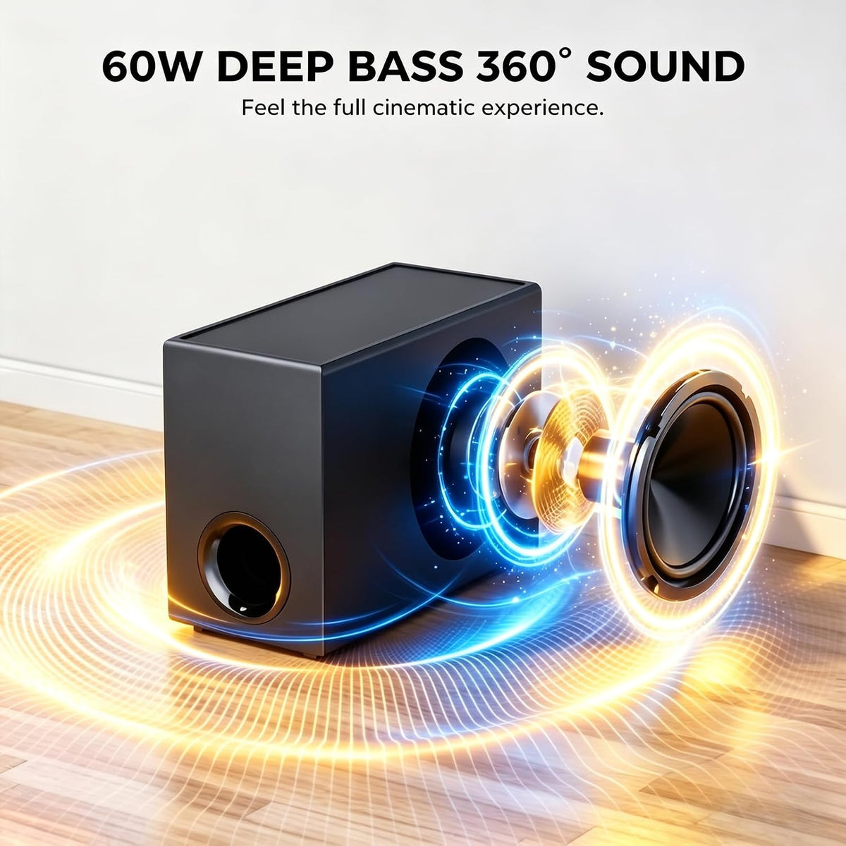Sound Bar with Subwoofer, Soundbar for TV Speaker Sonicwave 2.1 CH 120W Detachable 2-in-1 Home Audio System with DSP
