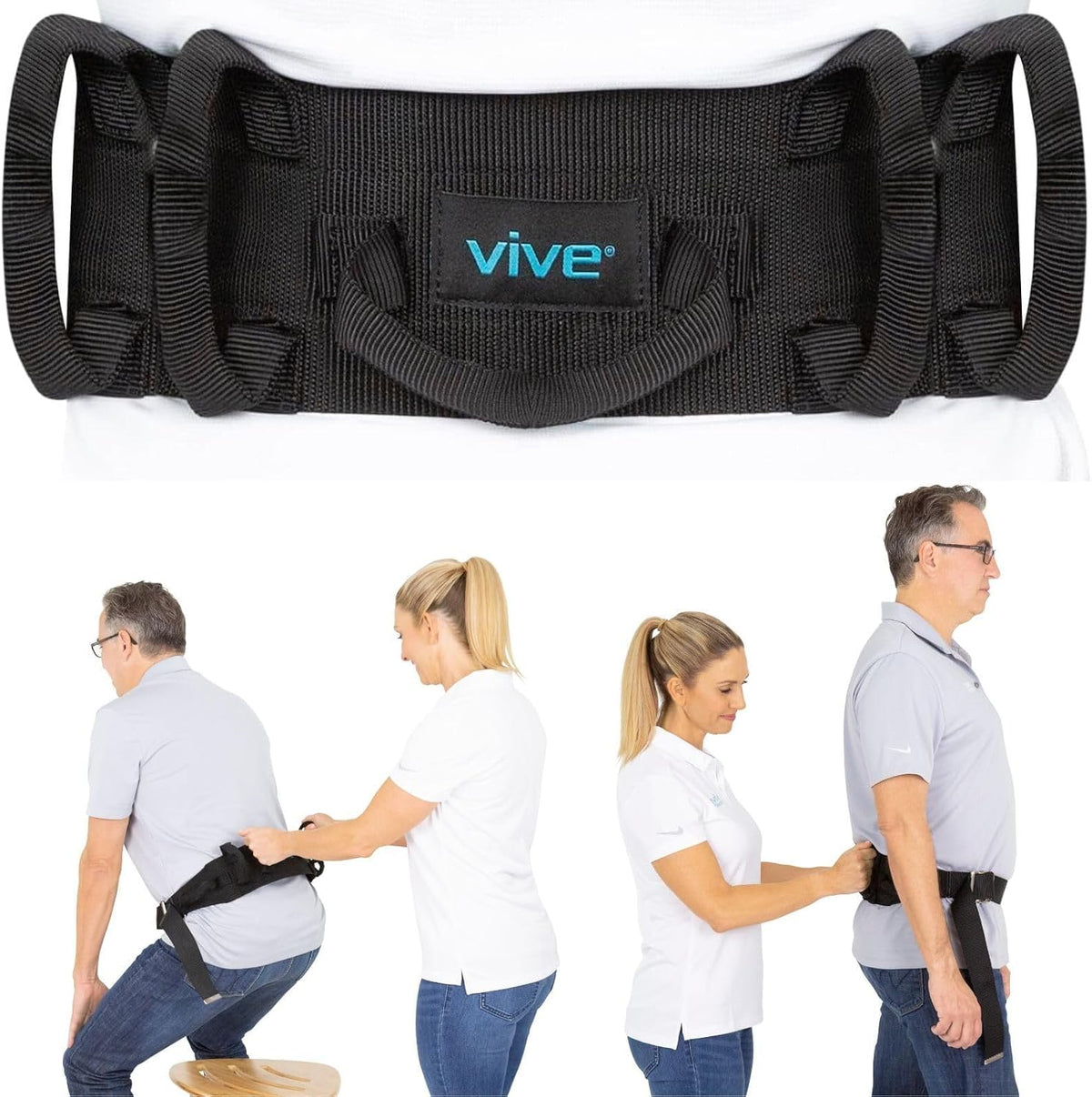 Gait Belt (350lbs) Transfer Belt with Handles - Medical Nursing Safety Patient Assist - Bariatric, Elderly, Handicap