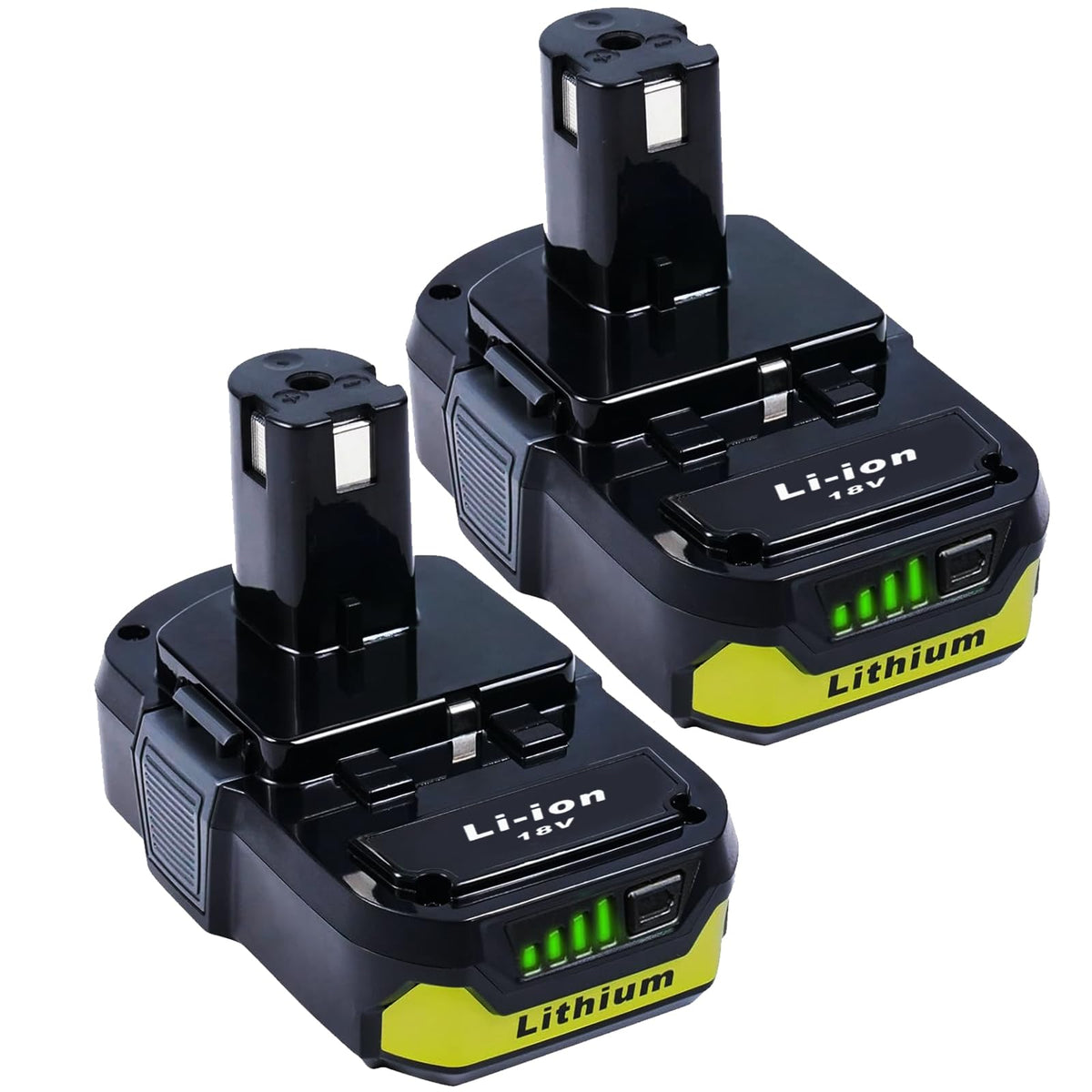 【2-Pack】 4.0Ah Lithium-Ion Battery for Ryobi 18V Tools, Replacement for P107 P108, Compatible with All Ryobi 18V