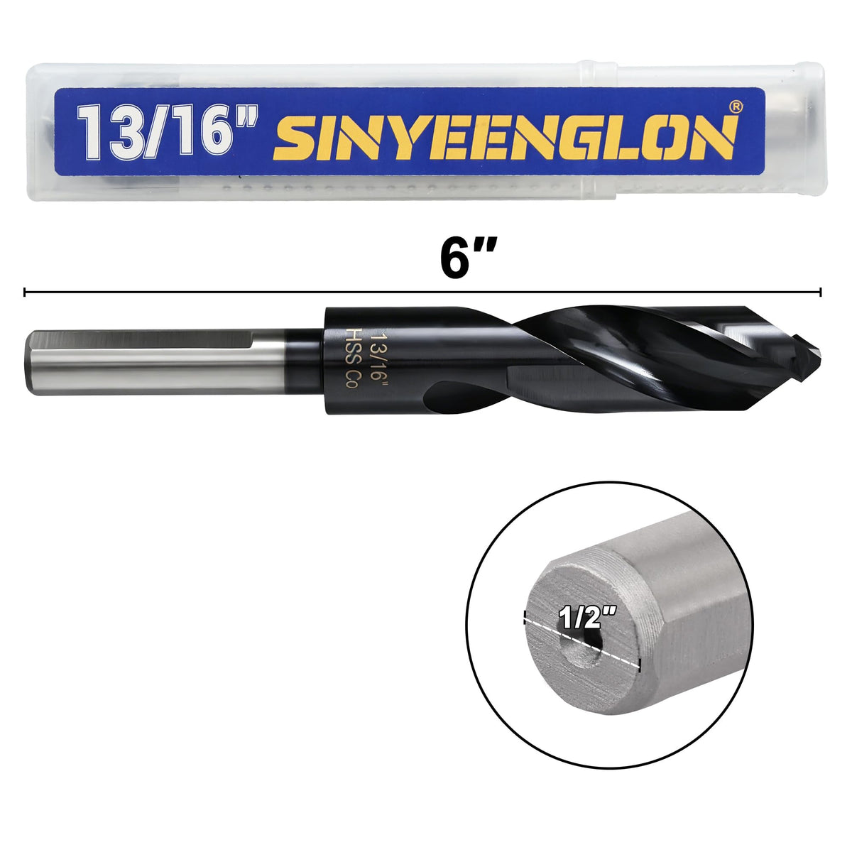Sinyeenglon 13/16 Cobalt Drill Bit for Metal and Hardened Steel