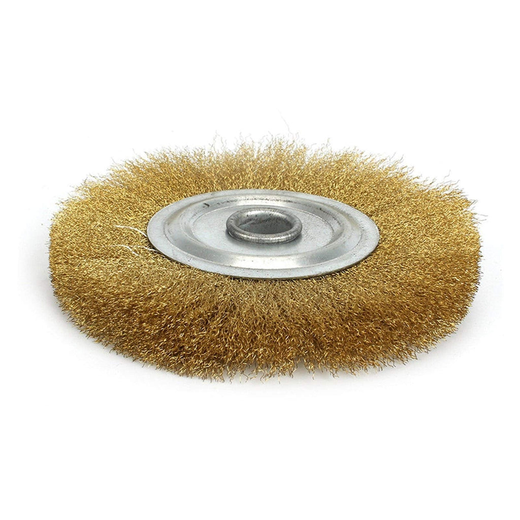 5 Inch Copper Wire Wheel Pure Brass Brush for Bench Grinder Metal Polishing for Deburring for Adhesion Replacement Accessories XIAOYING