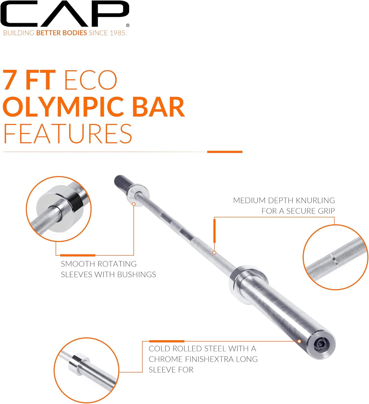 Olympic Barbell, 7ft Strength Training Weight Bar, Multiple Options