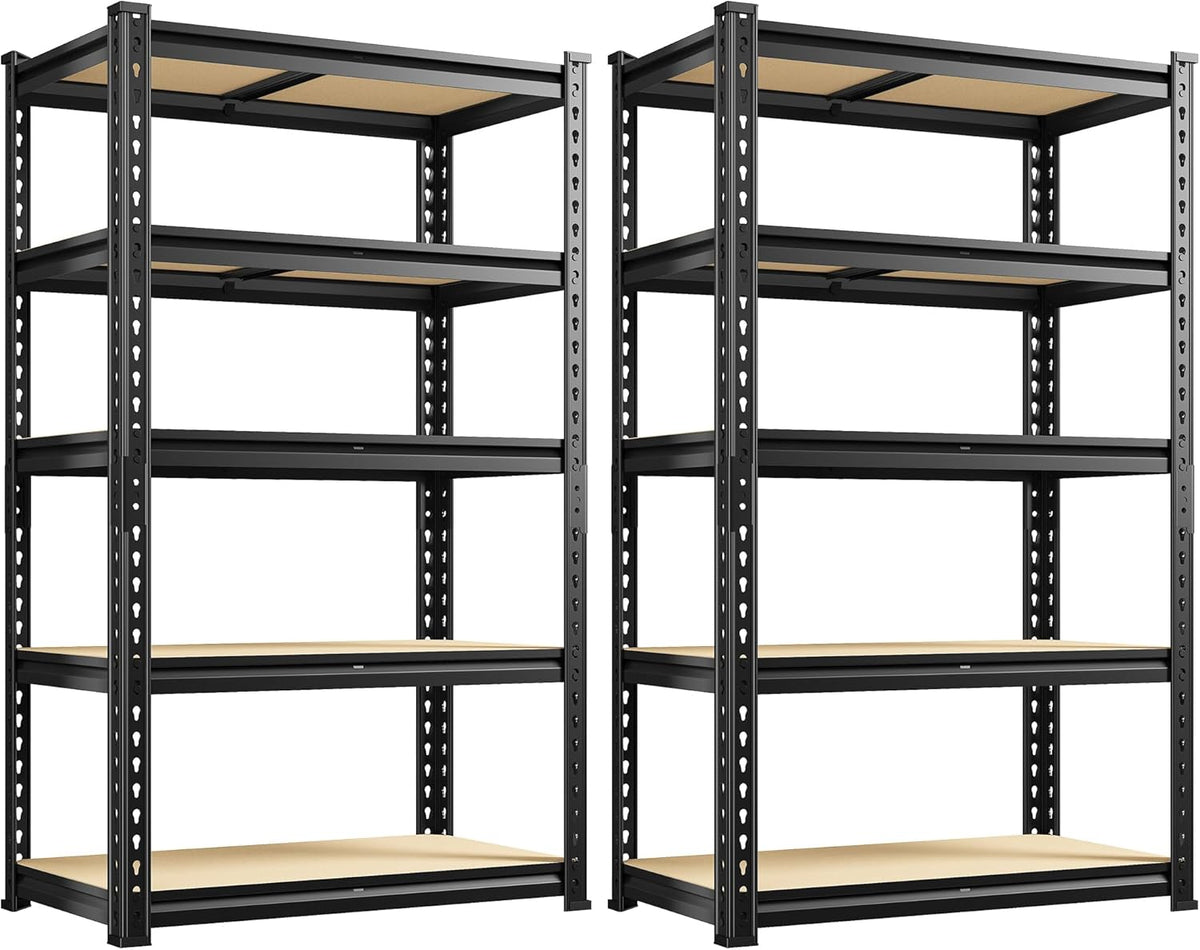 Set of 2 Storage Shelves,5 Tier Garage Shelving Heavy Duty,2000LBS Adjustable Metal Shelf for Commercial