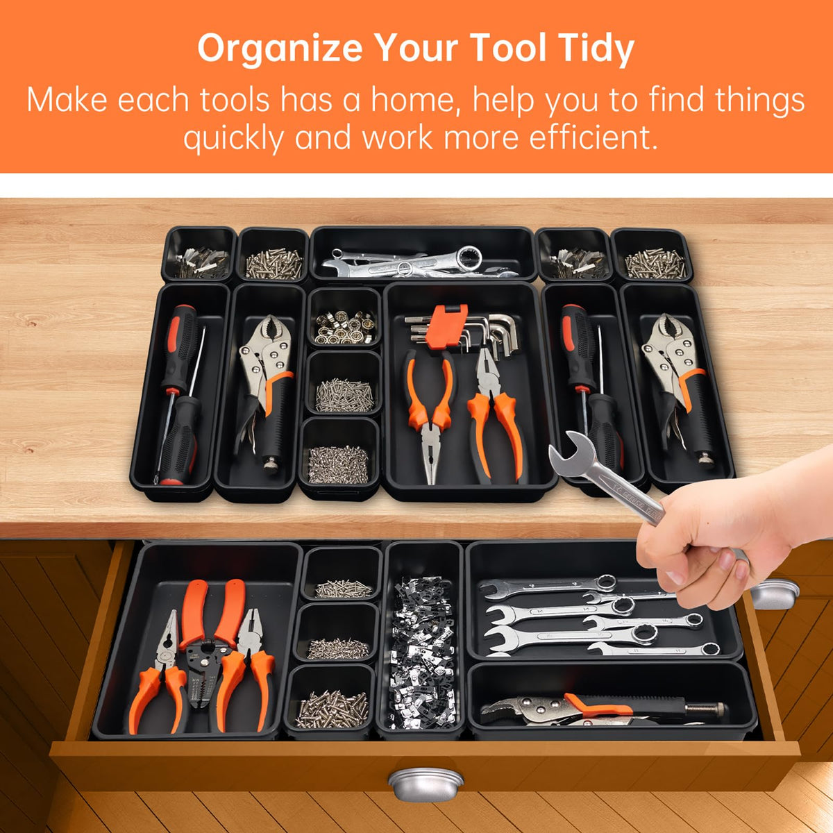 45 Pack Tool Box Organizer Tray Divider, Toolbox Desk Drawer Organizer,Garage Organization Storage for Rolling Tool
