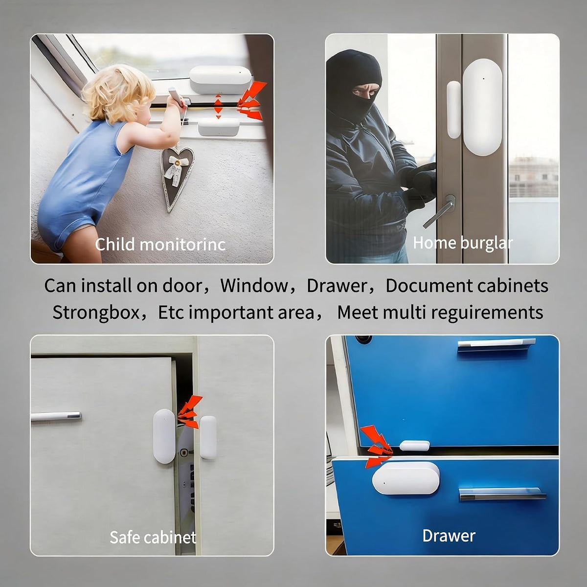 Smart WiFi Door and Window Sensor – Wireless Magnetic Contact Sensor with Real-Time App Alerts, Compatible with