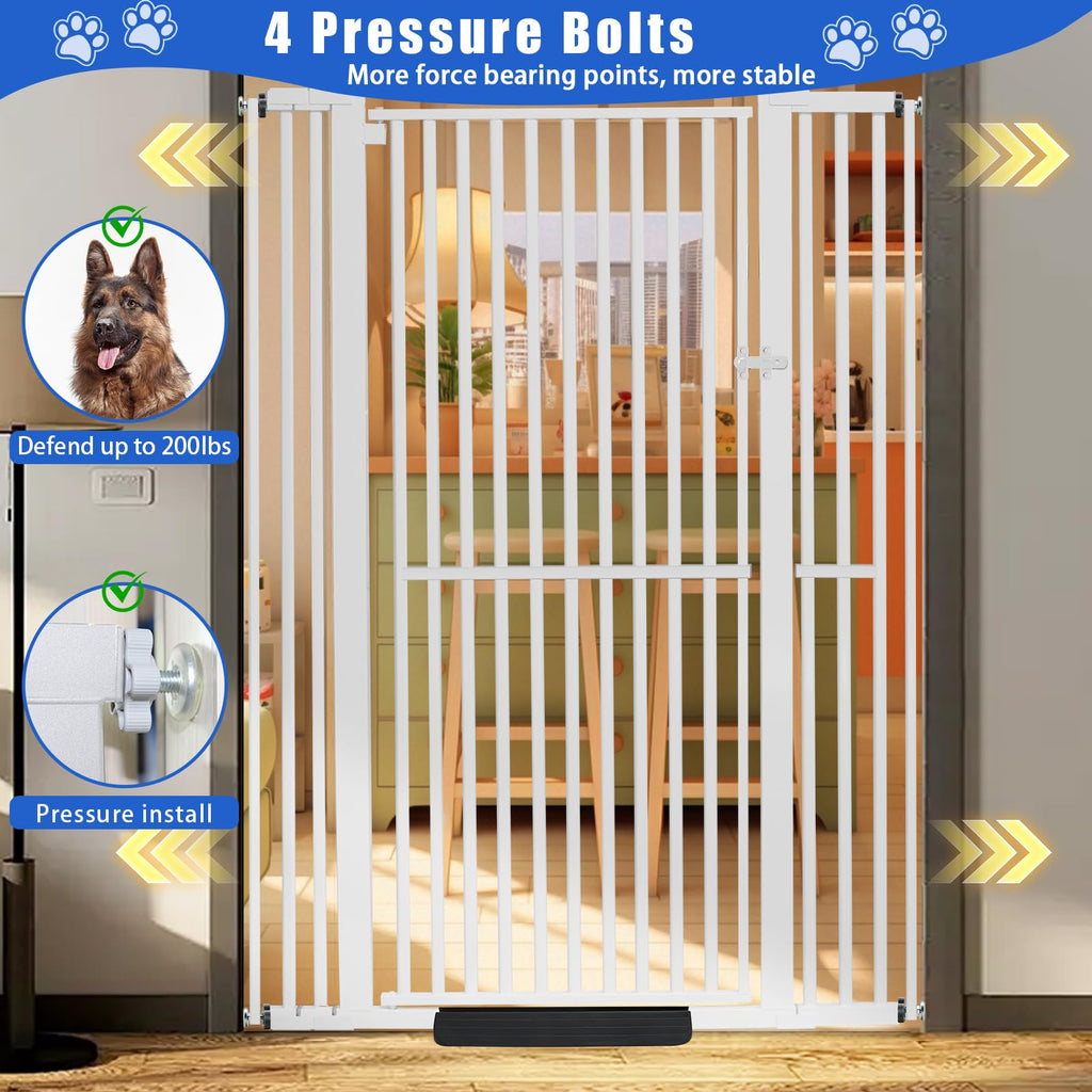 71" x 29.92-43" Extra-Tall Full-Height Anti-Jump Cat & Pet Safety Gate with Narrow Bar Spacing & Double-Lock Walk-Through Door for Doorways & Stairs