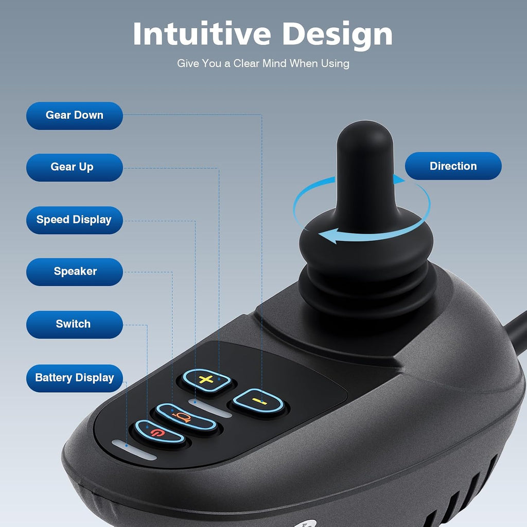 Electric Wheelchair Joystick Controller Replacement, Compatible with Most Power Wheelchairs, 360° Professional Control Stick with Ramp Parking Brake 50A