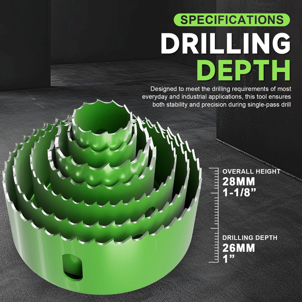 METOTY 27 Piece Hole Saw Set - High Carbon Steel 19-152mm (3/4" to 6") Blades for Drywall, Softwood, Plastic, and PVC; Professional Grade with Instant Support