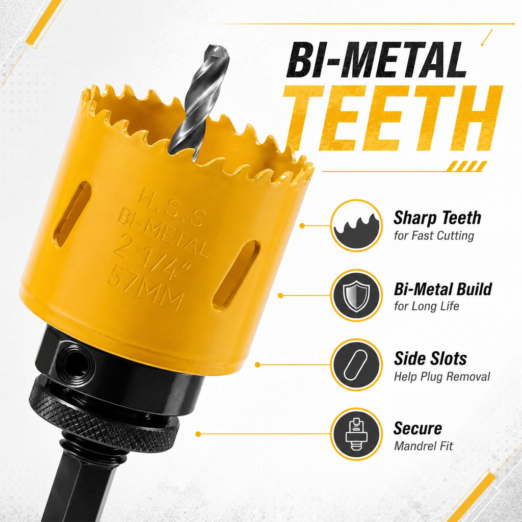 KATA 18 Piece Bi Metal Hole Saw Kit 3/4"-2-1/2" for Wood Metal PVC Drywall