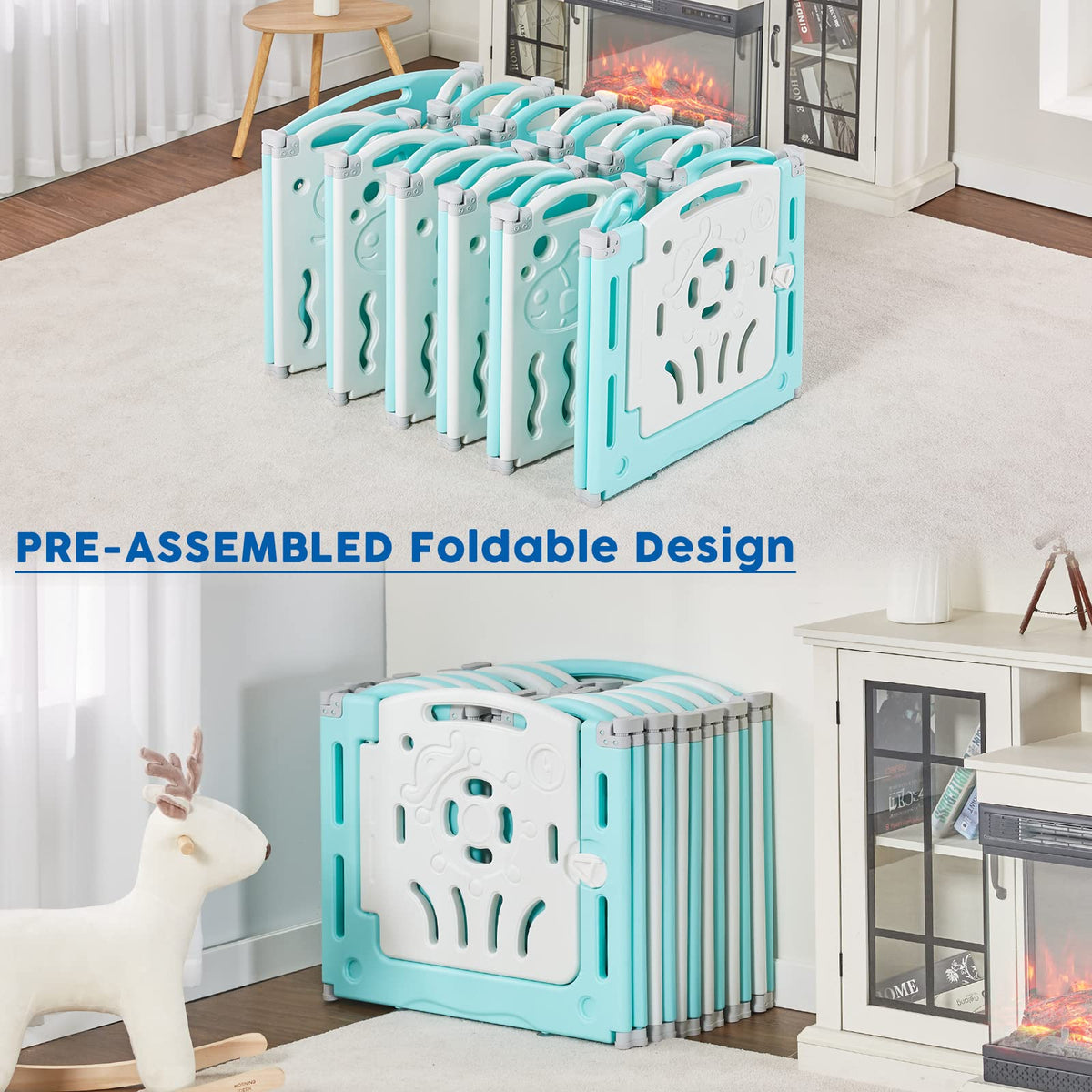 22-Panel Modular Foldable Baby Playpen & Safety Activity Yard with Locking Walk-Through Gate for Infants & Toddlers
