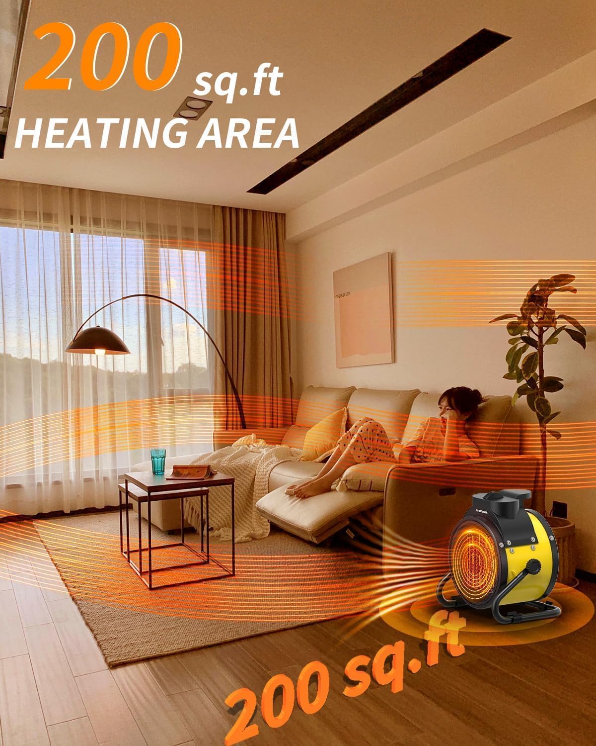 Electric Space Heater - Outdoor Heater with Super Long Cord, Overheat Protection, Heaters Heat Up in 2 Seconds, 3