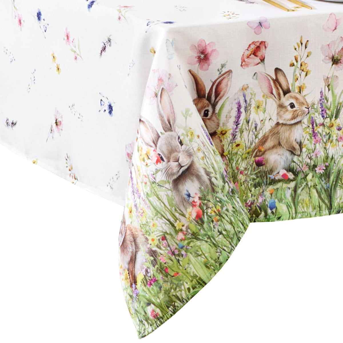 Bunny Blossom Easter Tablecloth, Multicolor - 60" W x 144" L