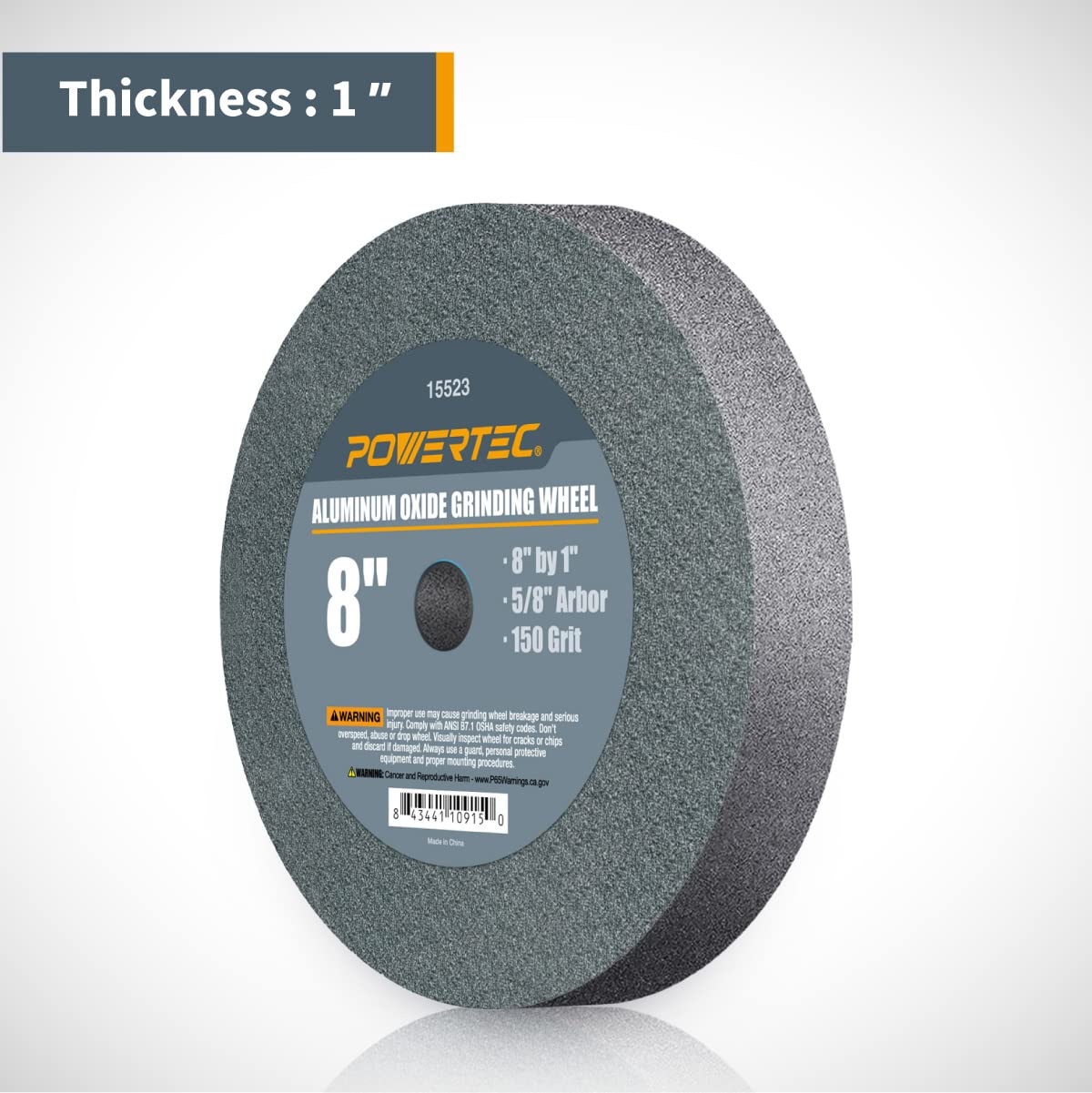 POWERTEC Bench Grinder Wheel 8 Inch 120 & 150 Grit, White Aluminum Oxide Grinding Wheel for Bench and Pedestal Grinder, 1" Thick 5/8" Arbor, Sharpening & Shaping Drill Bits, Blade, Chisel, 2PK (15554)