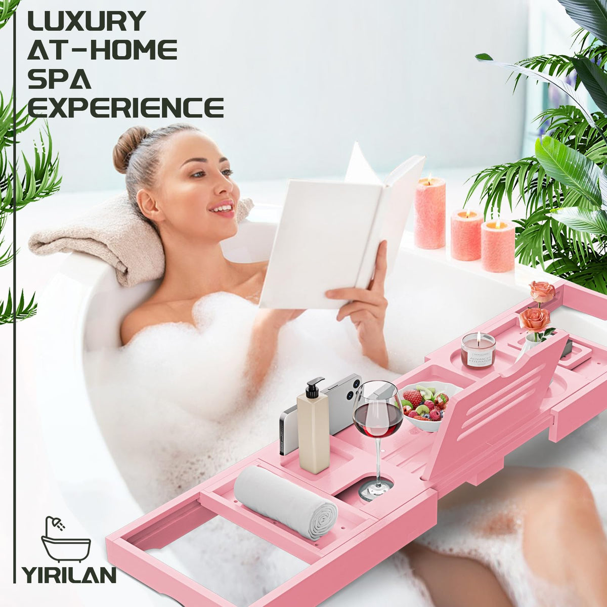 Premium Bathtub Tray Caddy, Expandable Bath Tray, Unique House Warming Gifts, New Home, Anniversary and Wedding Gifts