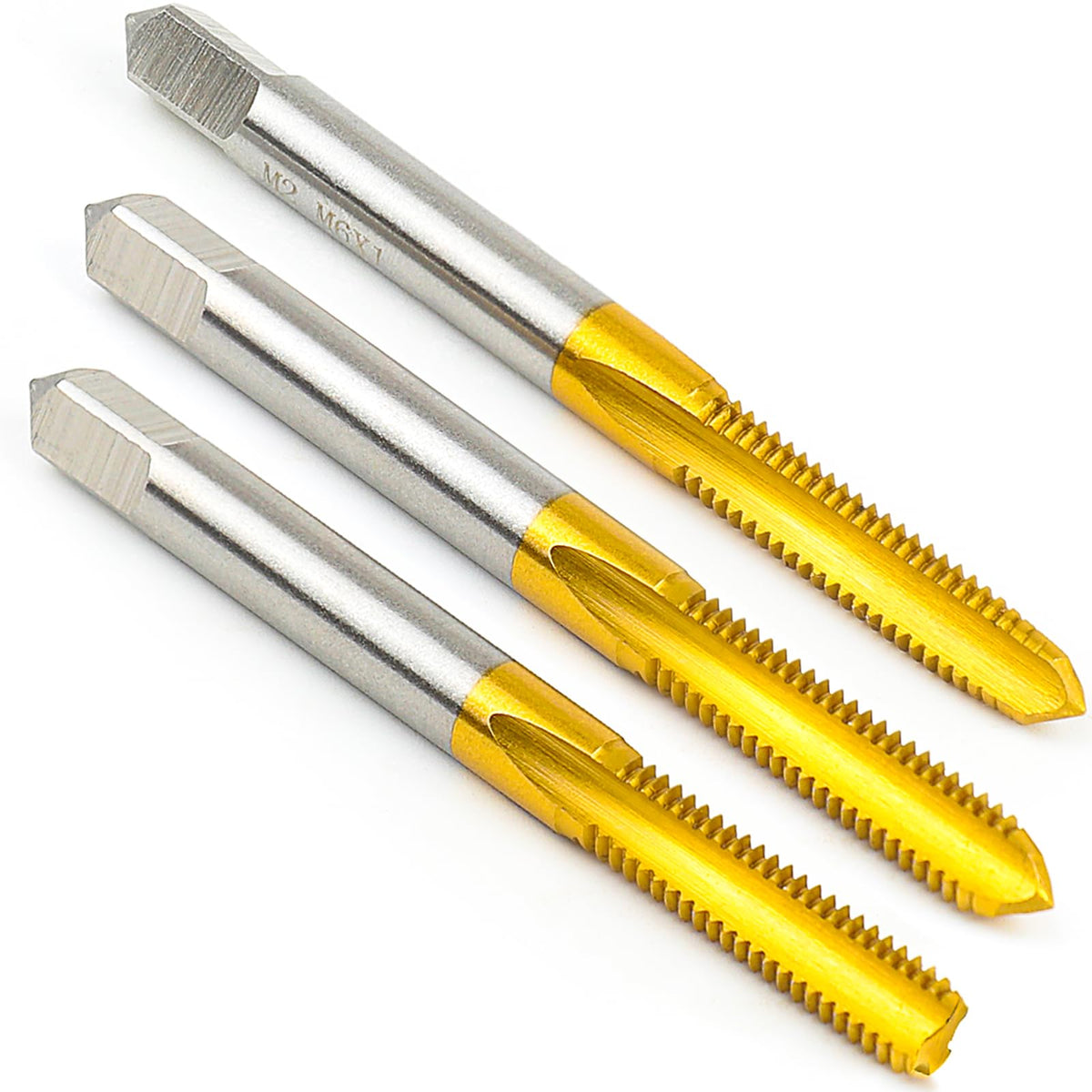 3Pcs M6 x 1.0 Thread Tap for Metal,Taper+Plug+Bottom Threading Hand Tap