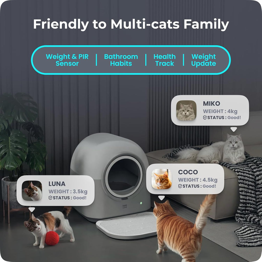 L2 Automatic Self Cleaning Litter Box Smart Robot Odor Control Litter Box,Safety Sensors Anti-Pinch,with APP Control