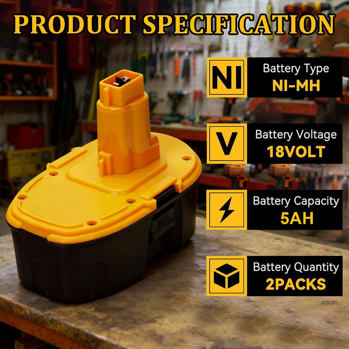 Upgraded 18V Replacement Battery for Dewalt 18V XRP Type Tools 2-Pack