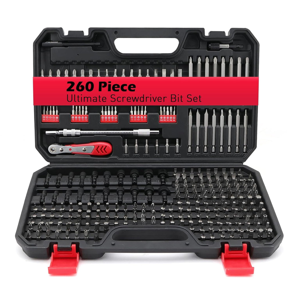260-Piece Ultimate Precision Screwdriver Bit Set, Premium Security Bit Set Includes Magnetic Security Bits, Nut Driver, Ratchet Wrench and Bits Holder