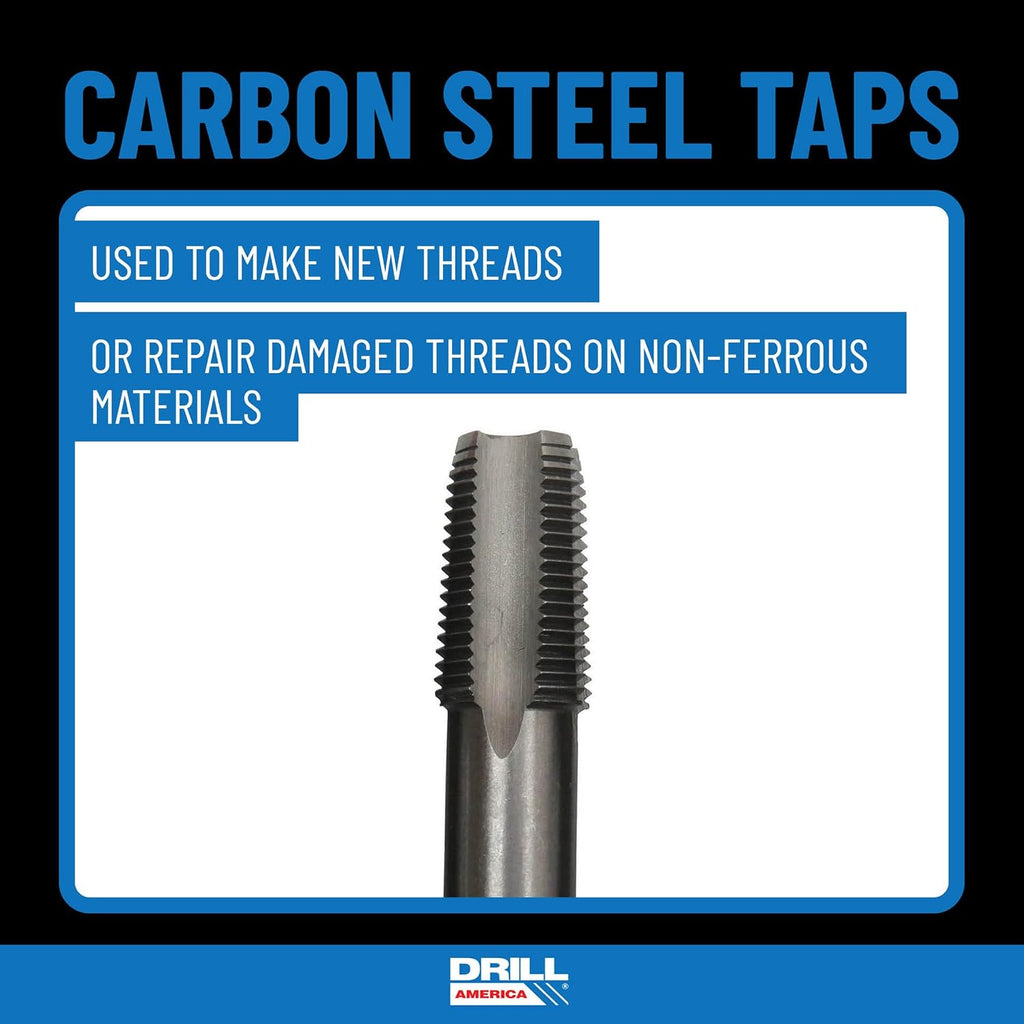 Drill America - DWTPT1/8-1SET 6 Piece NPT Pipe Tap, Carbon Steel, DWTPT Series Set, 1/8", 1/4", 3/8", 1/2", 3/4" and 1" in Wooden Case