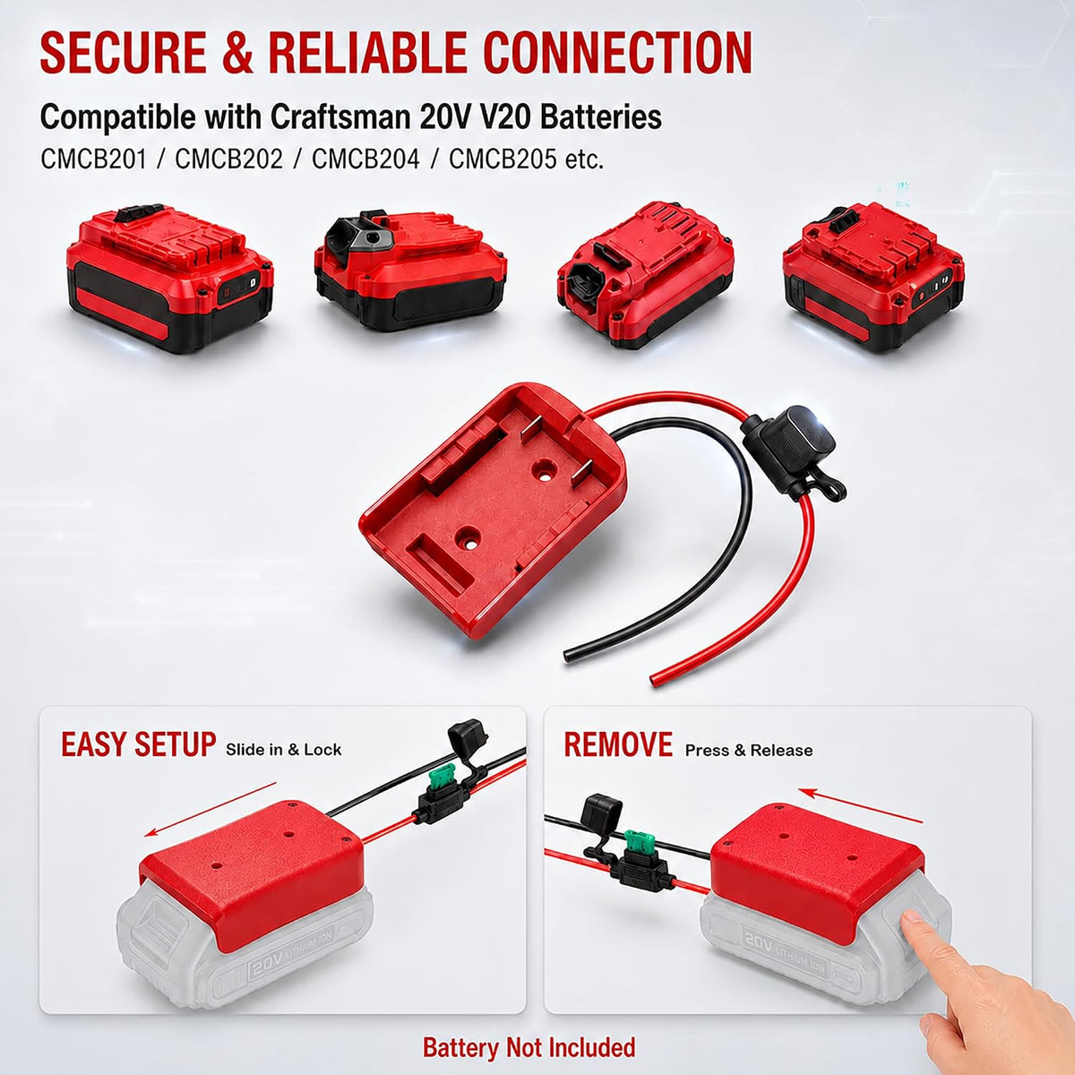 2 Pack Battery Adapter for Craftsman V20 Battery for Ride-On Cars