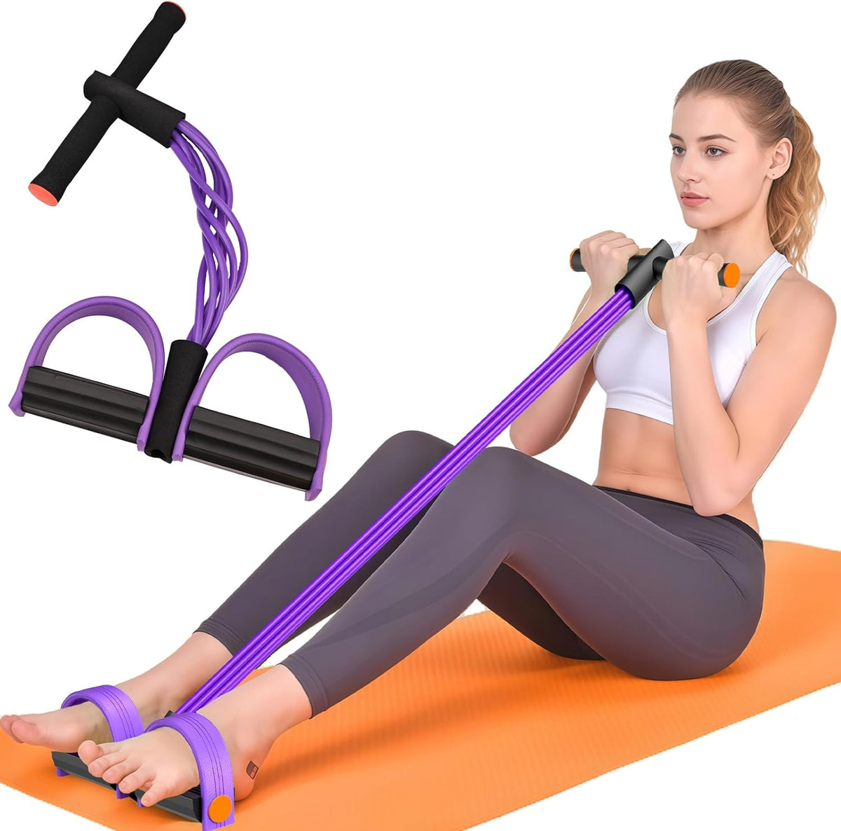 Resistance Bands with Handles, 6-Tube Elastic Pedal Resistance Bands for Working Out, Durable Natural Rubber Exercise