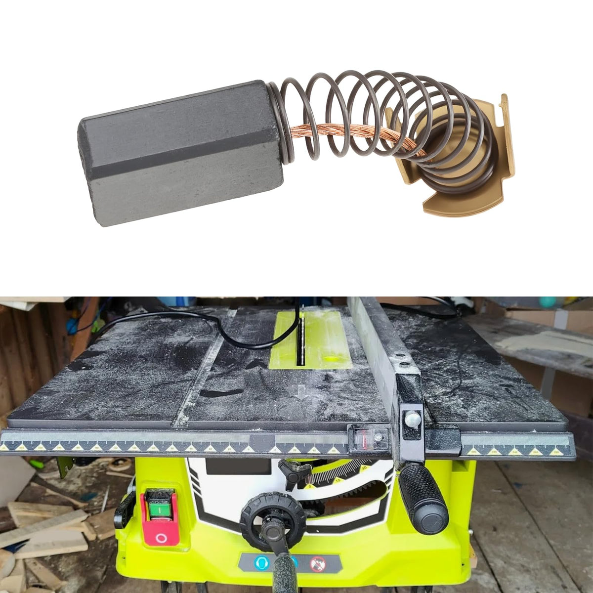 Micro Traders Table Saw Motor Carbon Brushes 15x10x6mm 089240063024 Compatible with Ryobi RTS08 RTS08T