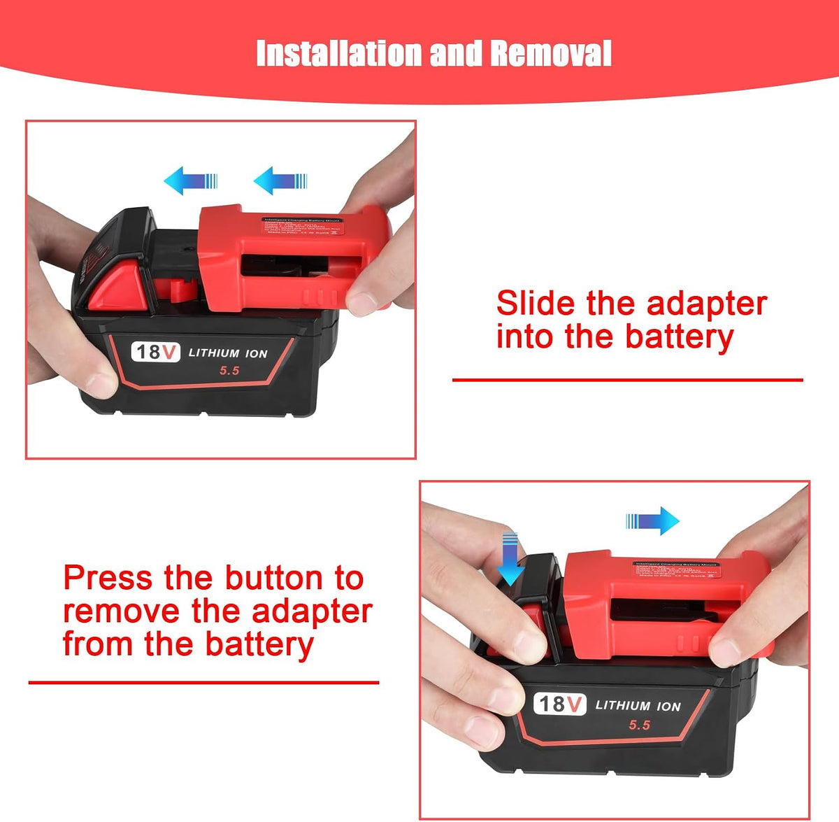 KUNLUN 2 Pack USB Charger Adapter Compatible for Milwaukee M18 18V Battery