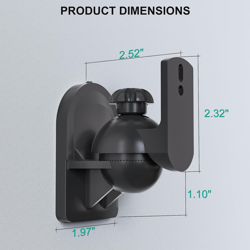Speaker Wall Mount, Surround Sound Speaker Stand with Adjustable Swivel Tilt Angle, Small Bookshelf Speaker Mount for