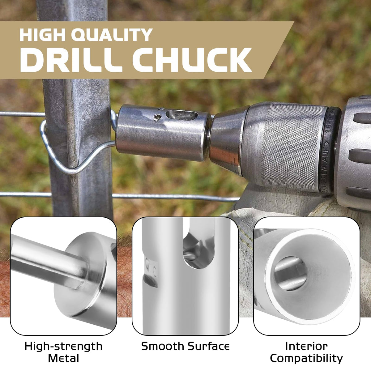 11 Gauge EZ Twist Ties Drill Chuck, Heavy Duty Fence Wire Twisting Tool