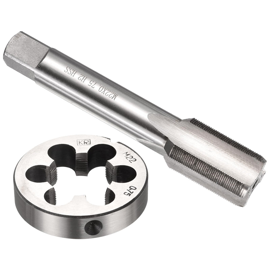 Workkyma M22x0.75 Tap and Die Set Metric M2 HSS Right Hand Threading Tool
