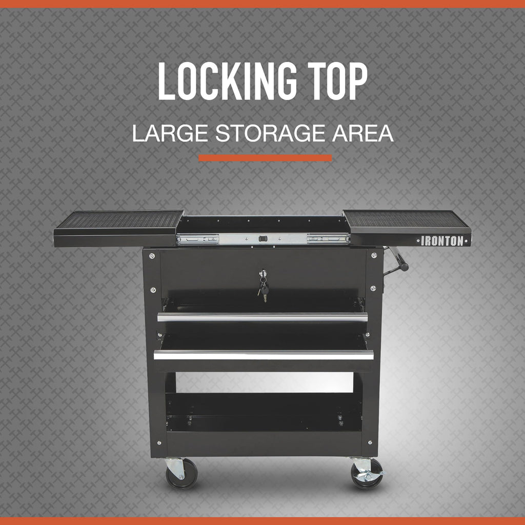28in. 2-Drawer Rolling Tool Cart, 350-Lb., Locking Drawers