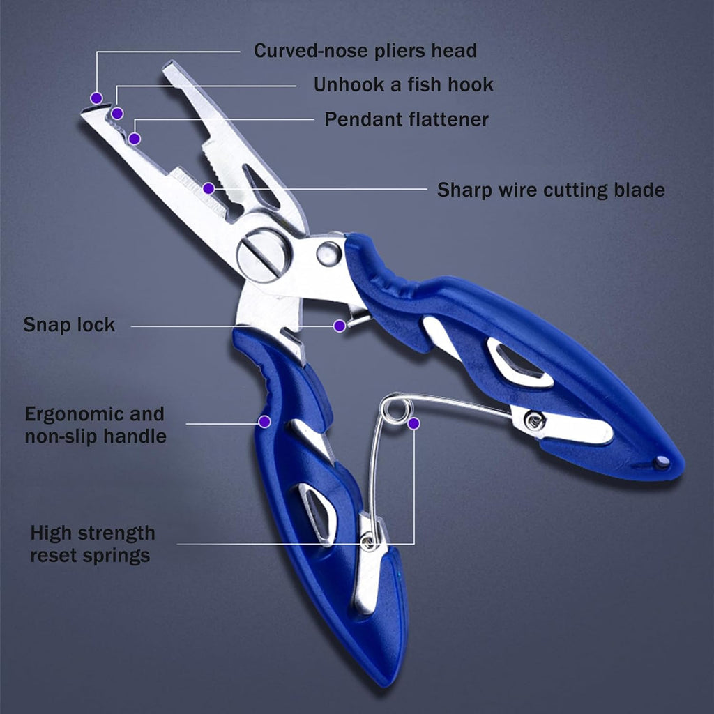 Fishing Pliers, Stainless Steel Fish Hook Remover 2PCS, Multi-Function Fishing Line Cutter Split Ring Opener, Fishing