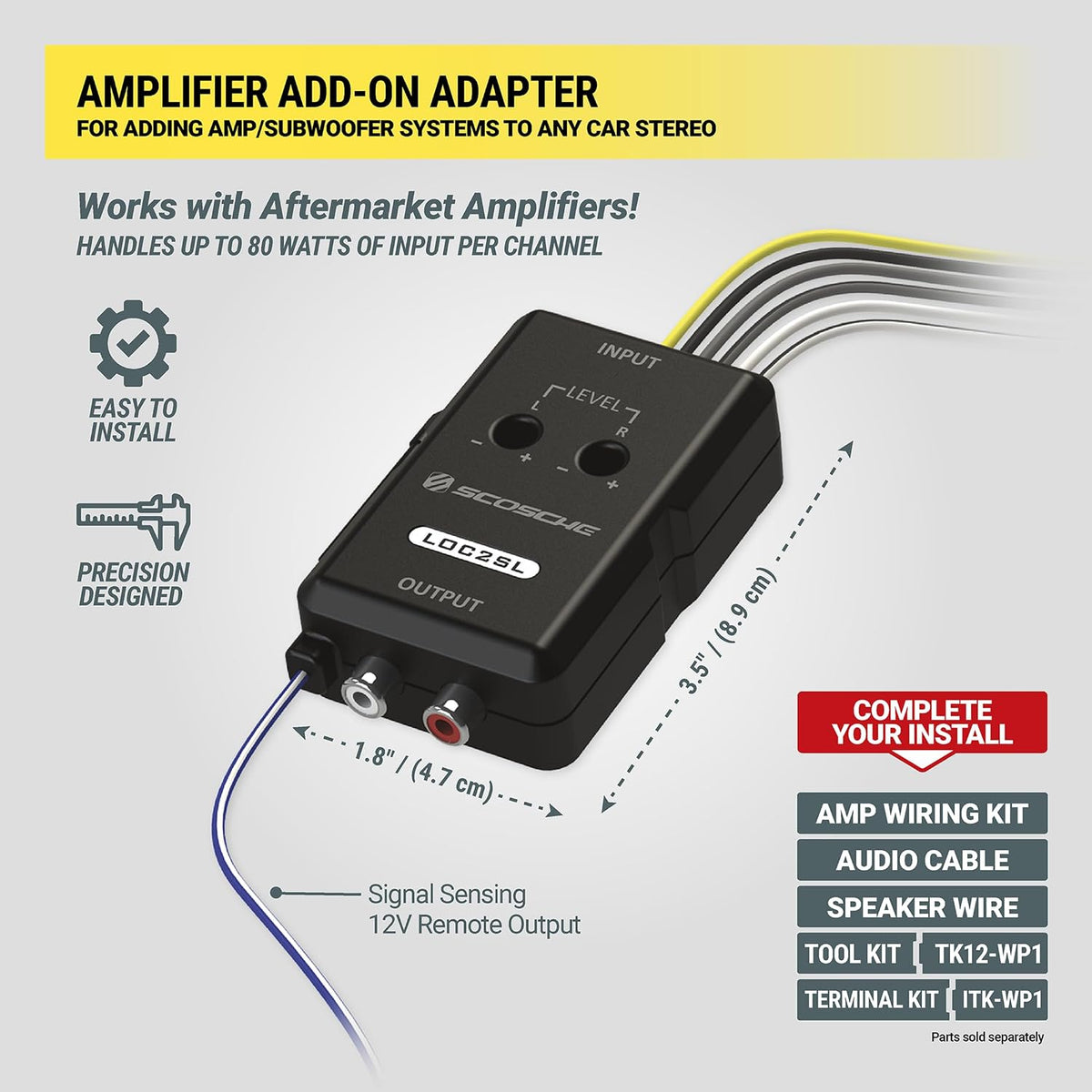 LOC2SL Line Output Converter with Remote Control Knob - 2CH High/Low RCA Converter Car Audio - Ideal for Subwoofer