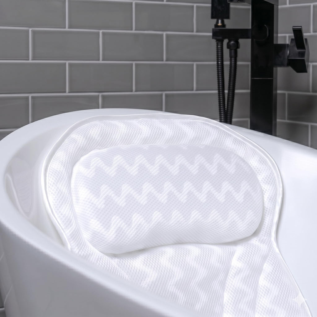 Bathtub Pillow with Neck & Back Support, Soft 3D Mesh Bath Cushion