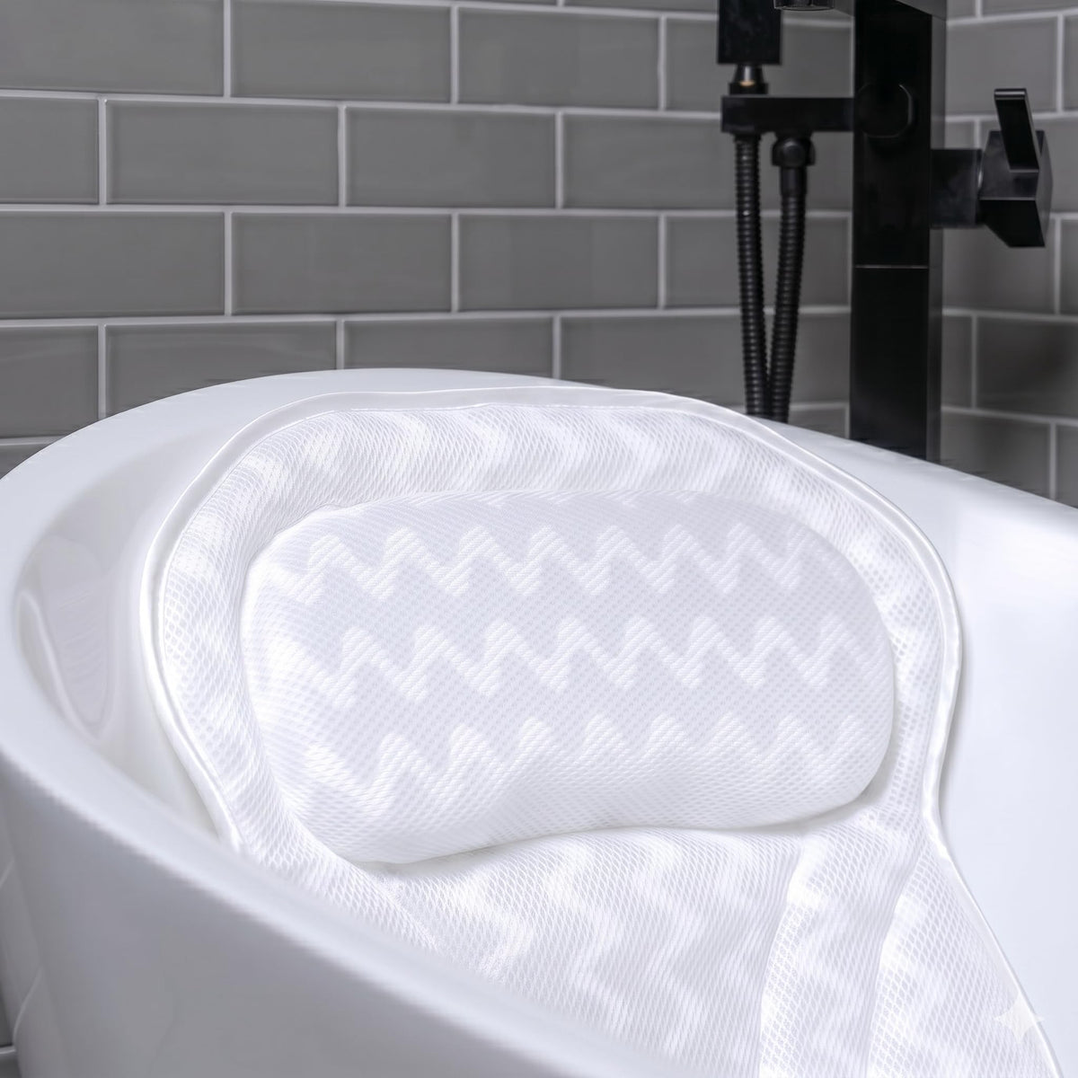 Bathtub Pillow with Neck & Back Support, Soft 3D Mesh Bath Cushion