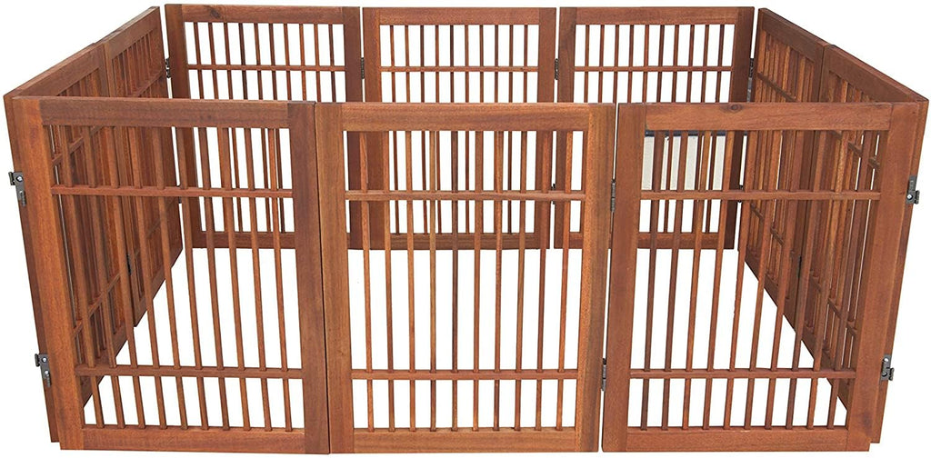 Freestanding Solid Wood Folding Pet & Dog Barrier Gate with Support Feet for Wide Indoor Openings, Hallways & Stairs