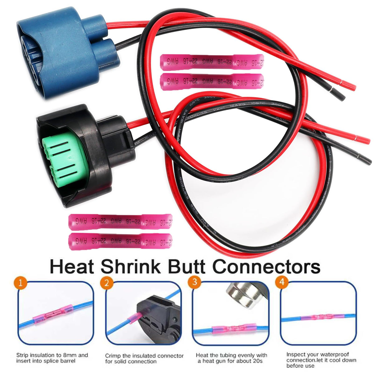 Headlight High Beam Low Beam Halogen Bulb Connectors Compatible with Honda
