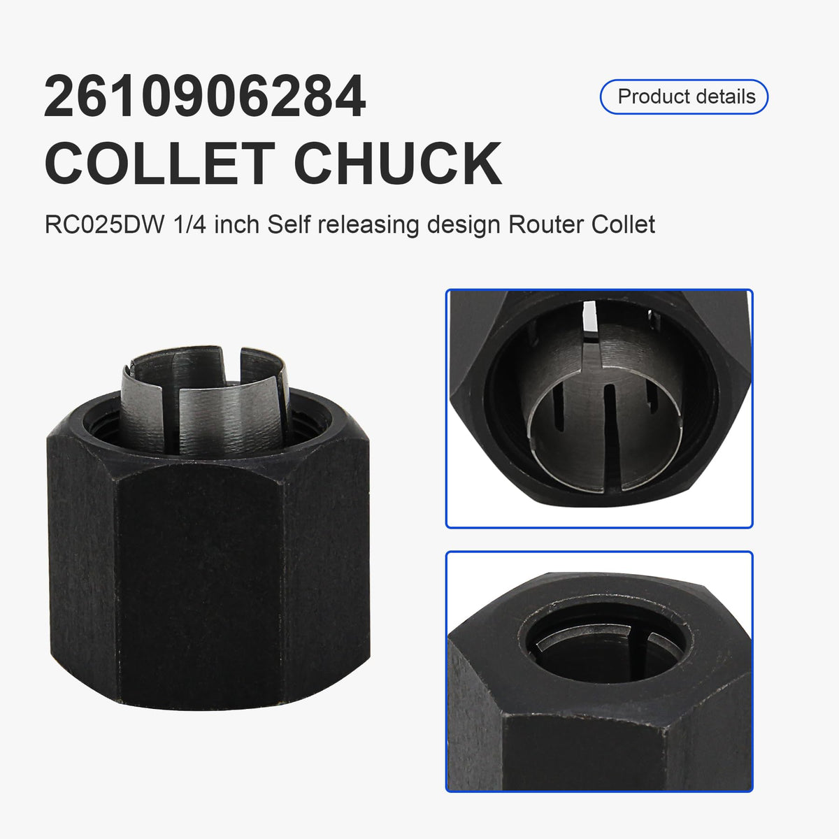 Laofudech 2610906283 1/4” and 2610906284 1/2" Router Collet Kit Replacement for 1613 1617 1618 and 1619 Router