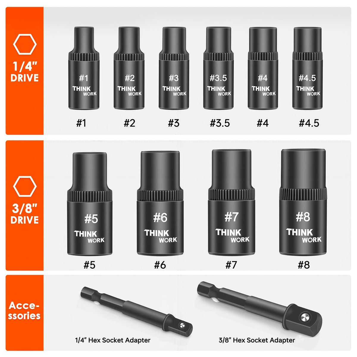 12-Piece Magnetic Tap Socket Set, 1/4" & 3/8" Square Drive Tap Handle Tool