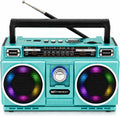Portable Bluetooth Radio Boombox with 4-Band AM/FM/TV/SW Shortwave Radio, Rechargeable Battery, USB & TF Card MP3
