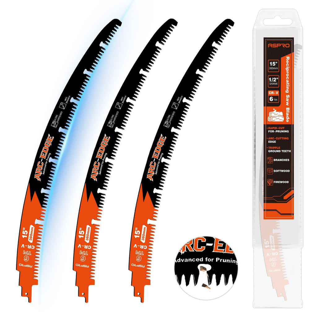 Arc Edge Reciprocating Saw Blades, 15 Inch 6TPI for Tree Pruning, 3 Pcs
