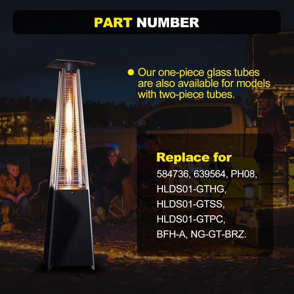 Patio Heater Glass Tube Replacement 49.5″ Tall 4″ Diameter with Rubber Ring
