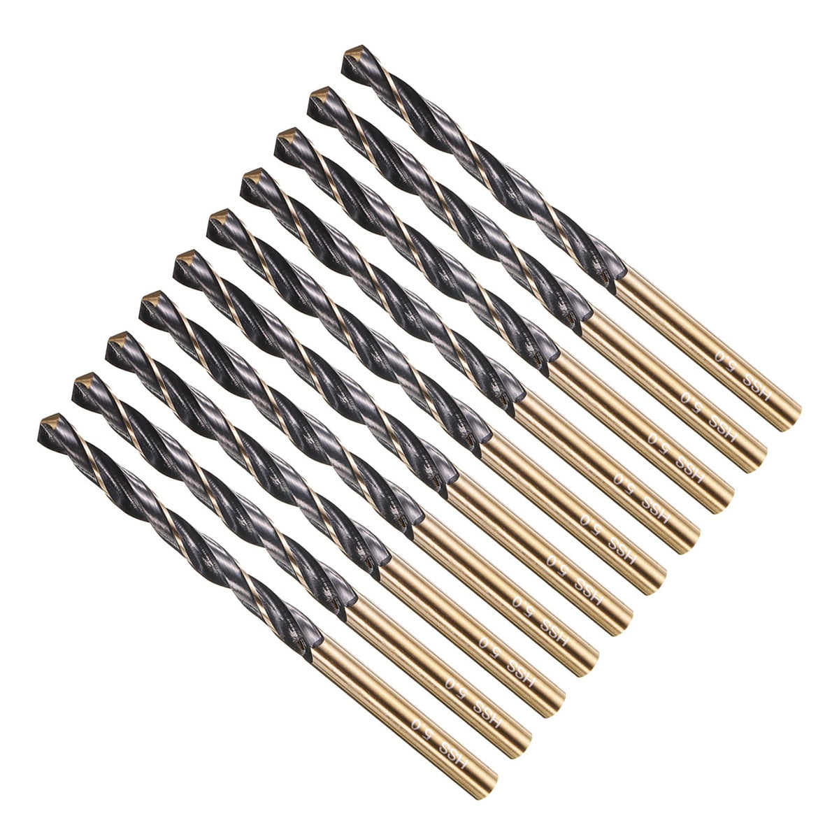 METALLIXITY Drill Bit (5mm) 4341 High-Speed Steel Black & Gold 10Pcs